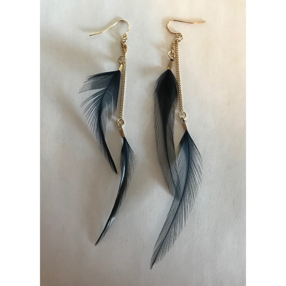 Blue feather Club Monaco earrings